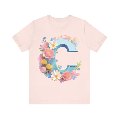 Natural Cotton Tee Shirt - Letters Collection - C Printify