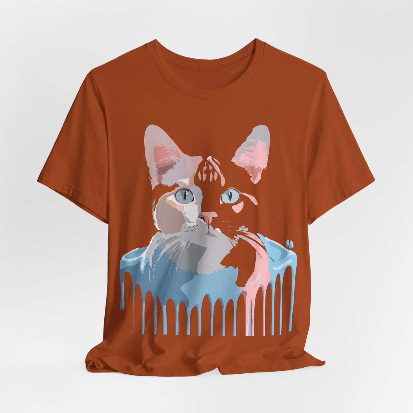 Natural Cotton Tee Shirt with Cat