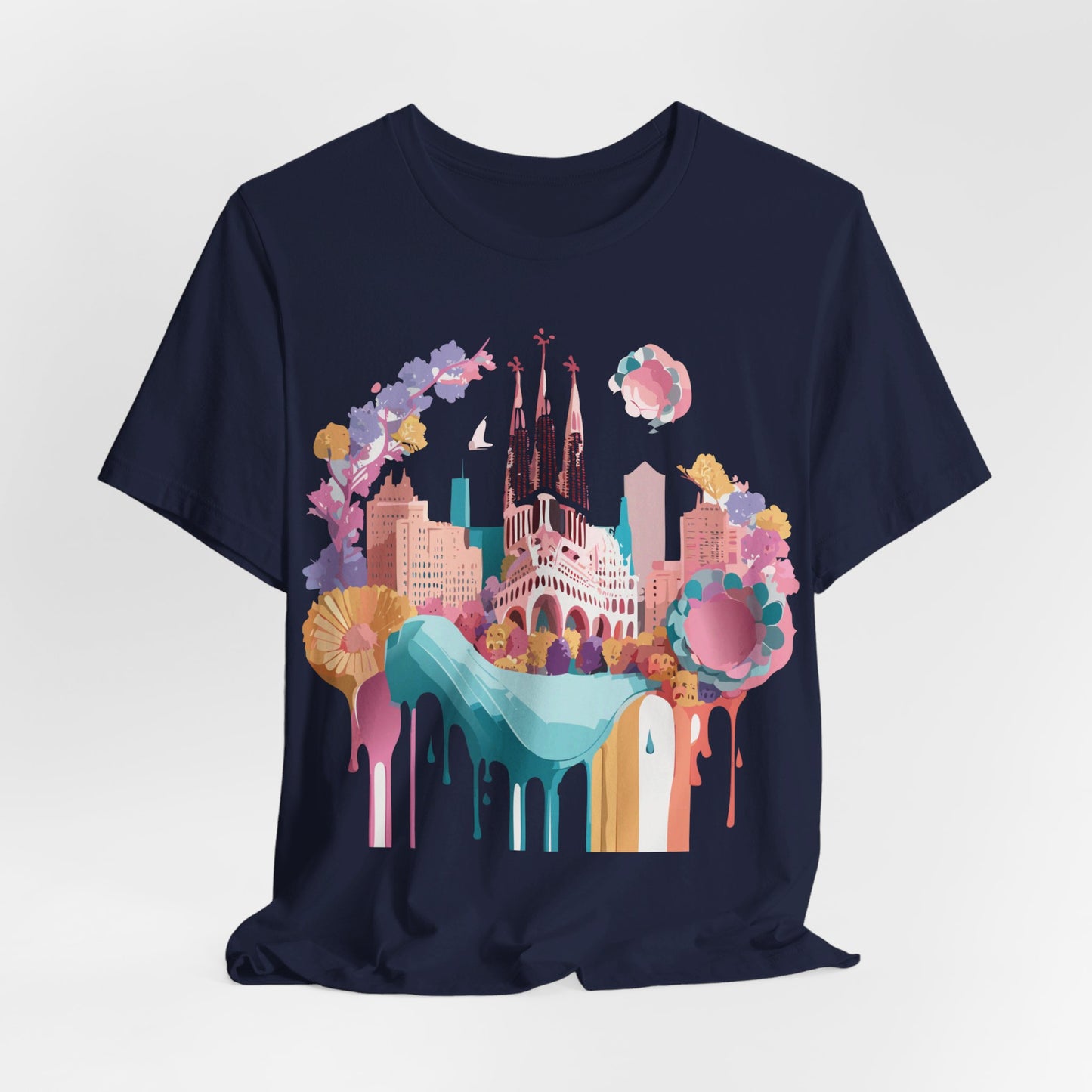 Natural Cotton Tee Shirt - Beautiful Places Collection - Barcelona