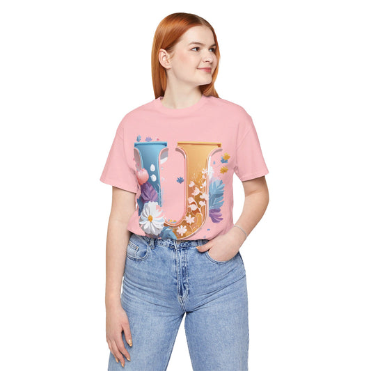 Natural Cotton Tee Shirt - Letters Collection - U Printify