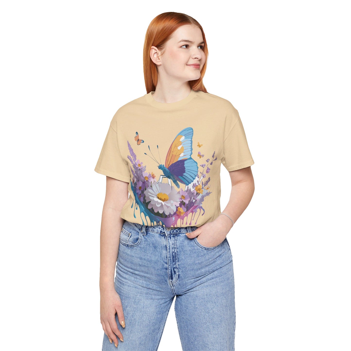 T-Shirt aus natürlicher Baumwolle mit Schmetterling