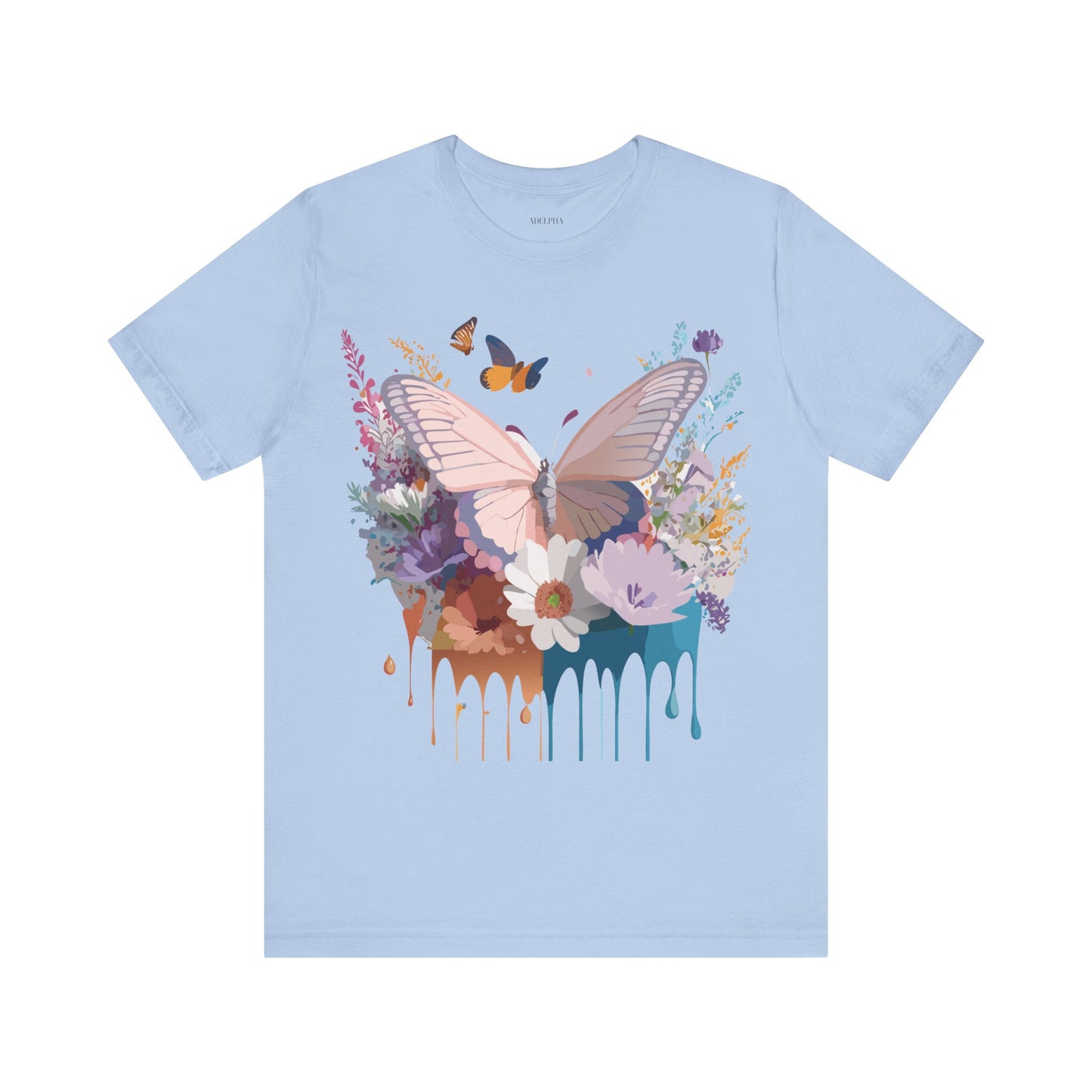 Natural Cotton Tee Shirt with Butterfly