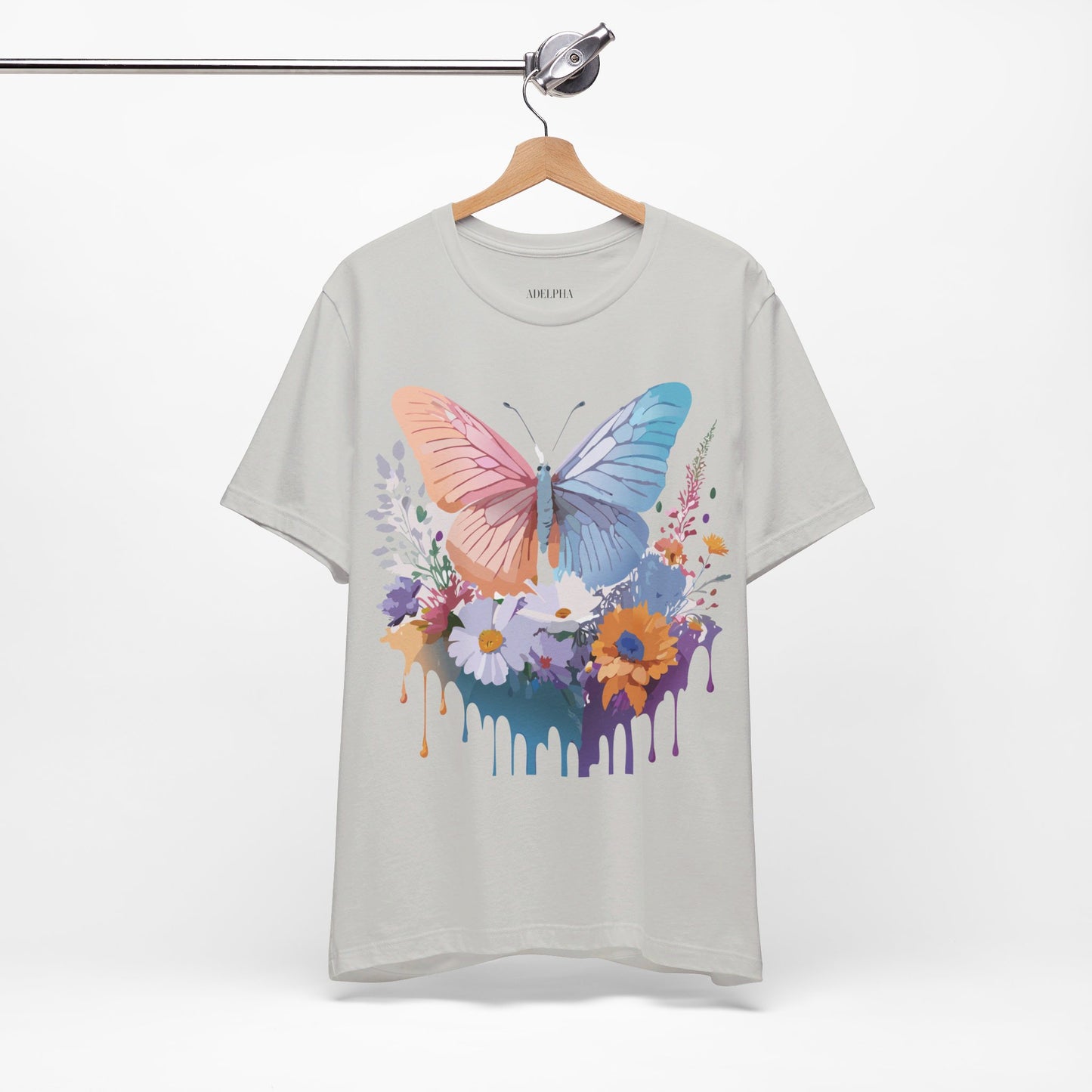 Natural Cotton Tee Shirt with Butterfly