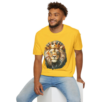 Unisex Lion Print T Shirt Softstyle 64000 One Hundred Percent Ring Spun Cotton
