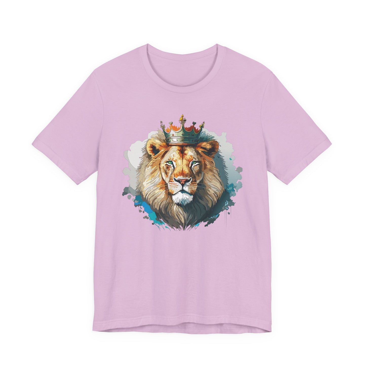 Lion with Crown Tee Unisex Cotton Watercolor King Lion Graphic T-Shirt 2