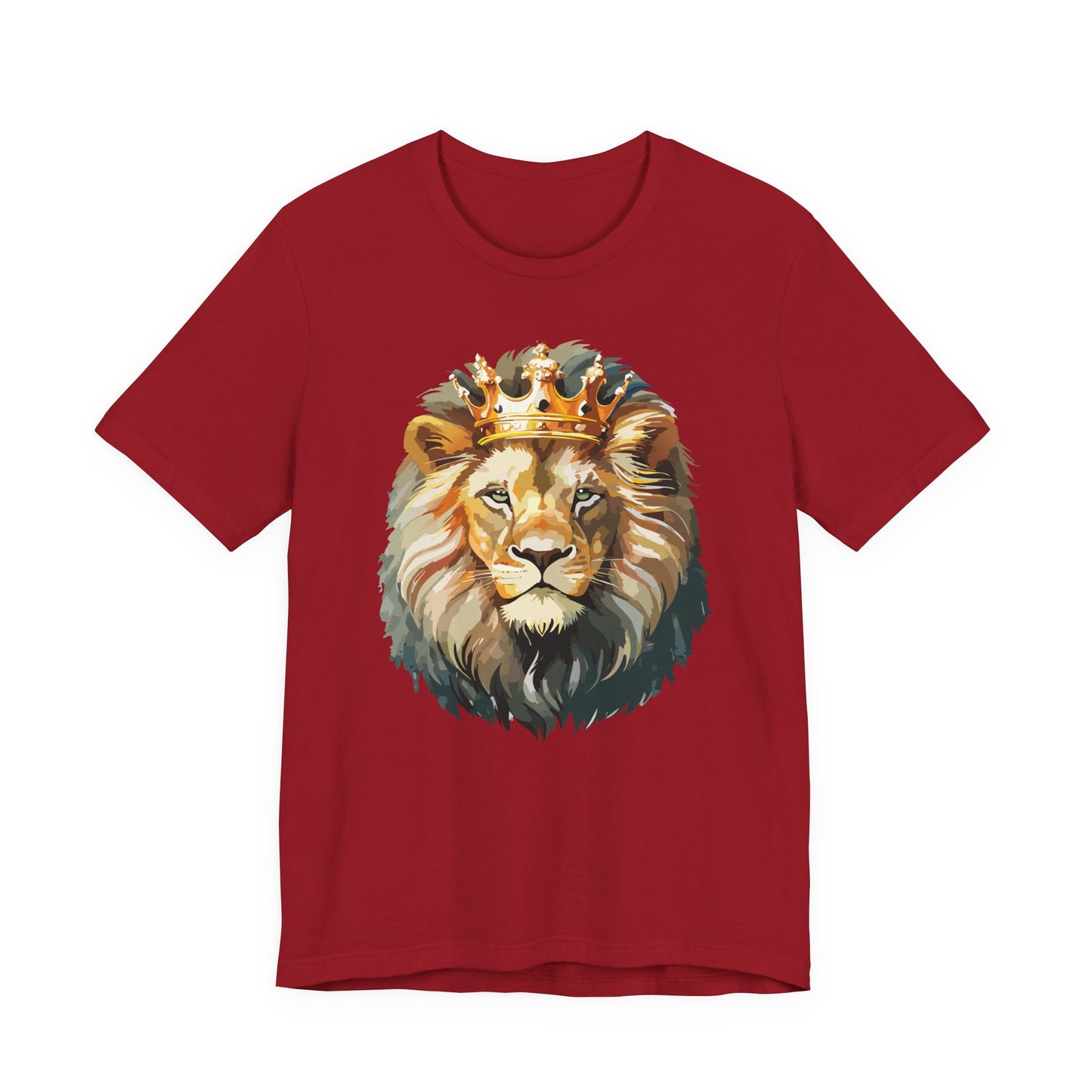 Lion with Crown Tee Unisex Cotton T-Shirt Regal King Lion Illustration, Wildlife Graphic Shirt - 1