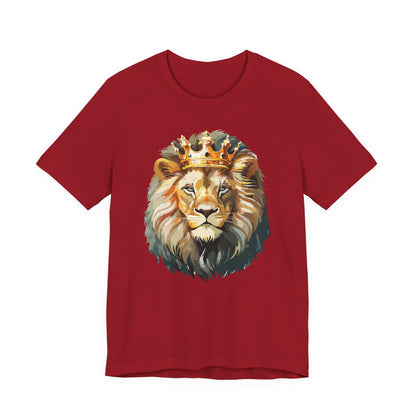 Lion with Crown Tee Unisex Cotton T-Shirt Regal King Lion Illustration, Wildlife Graphic Shirt - 1