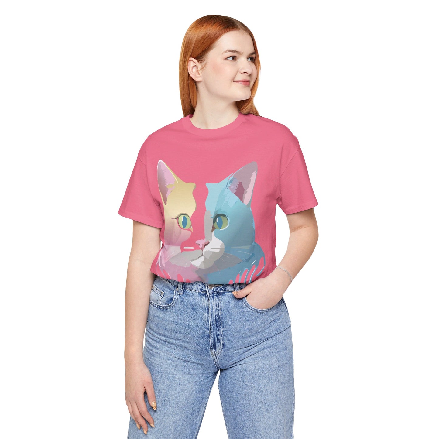 Natural Cotton Tee Shirt with Cat