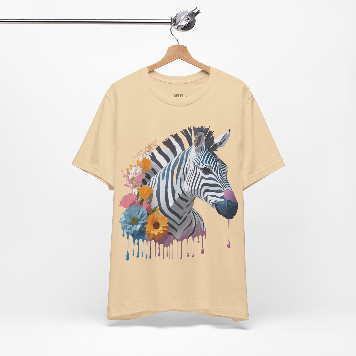 Natural Cotton Tee Shirt with Zebra