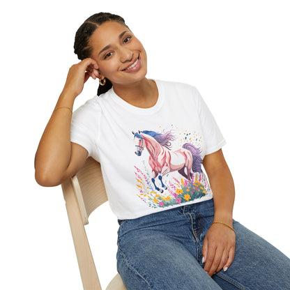 Horse Shirt Unisex Tee Animal Print Gildan Softstyle 64000 Ring Spun Cotton