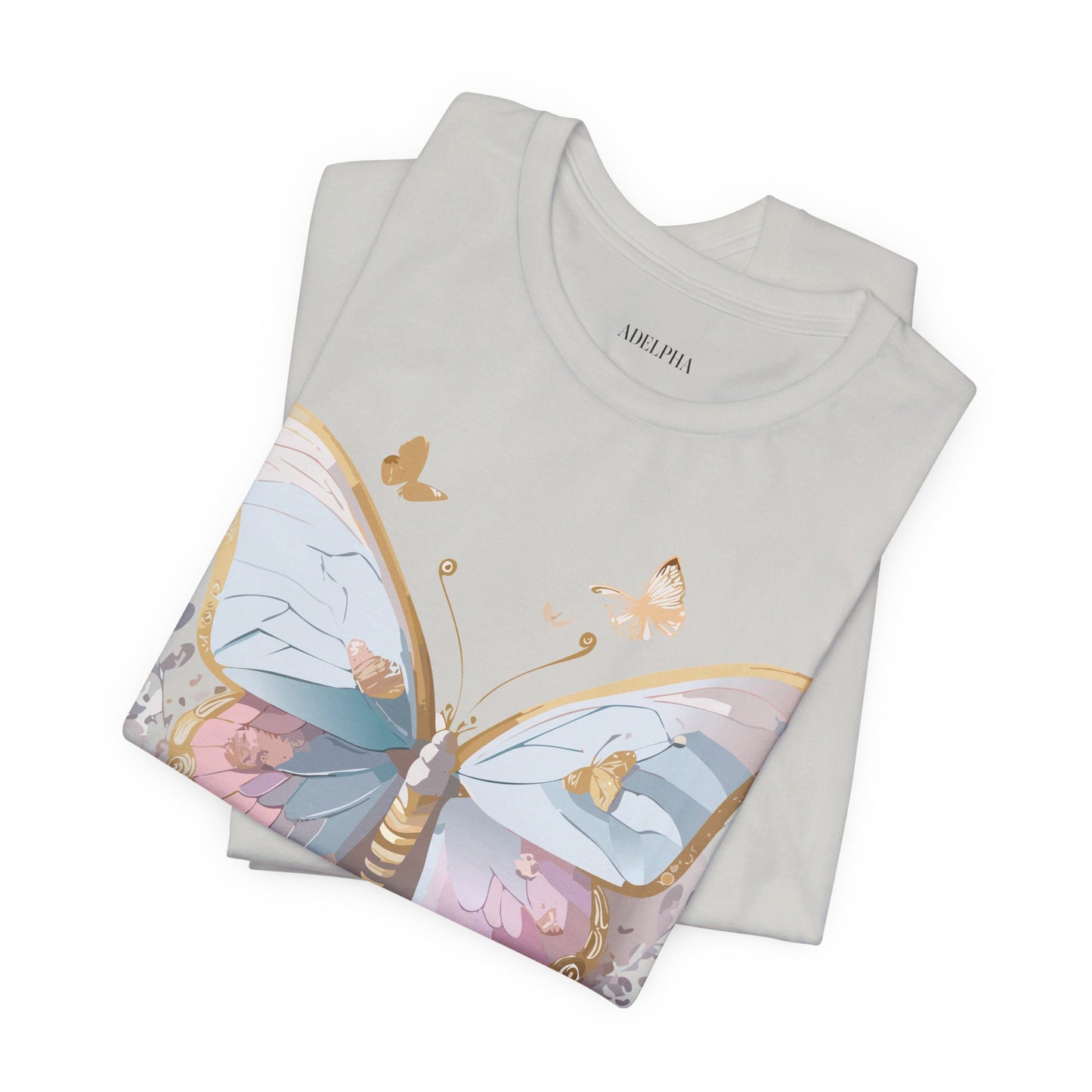 Natural Cotton Tee Shirt with Butterfly