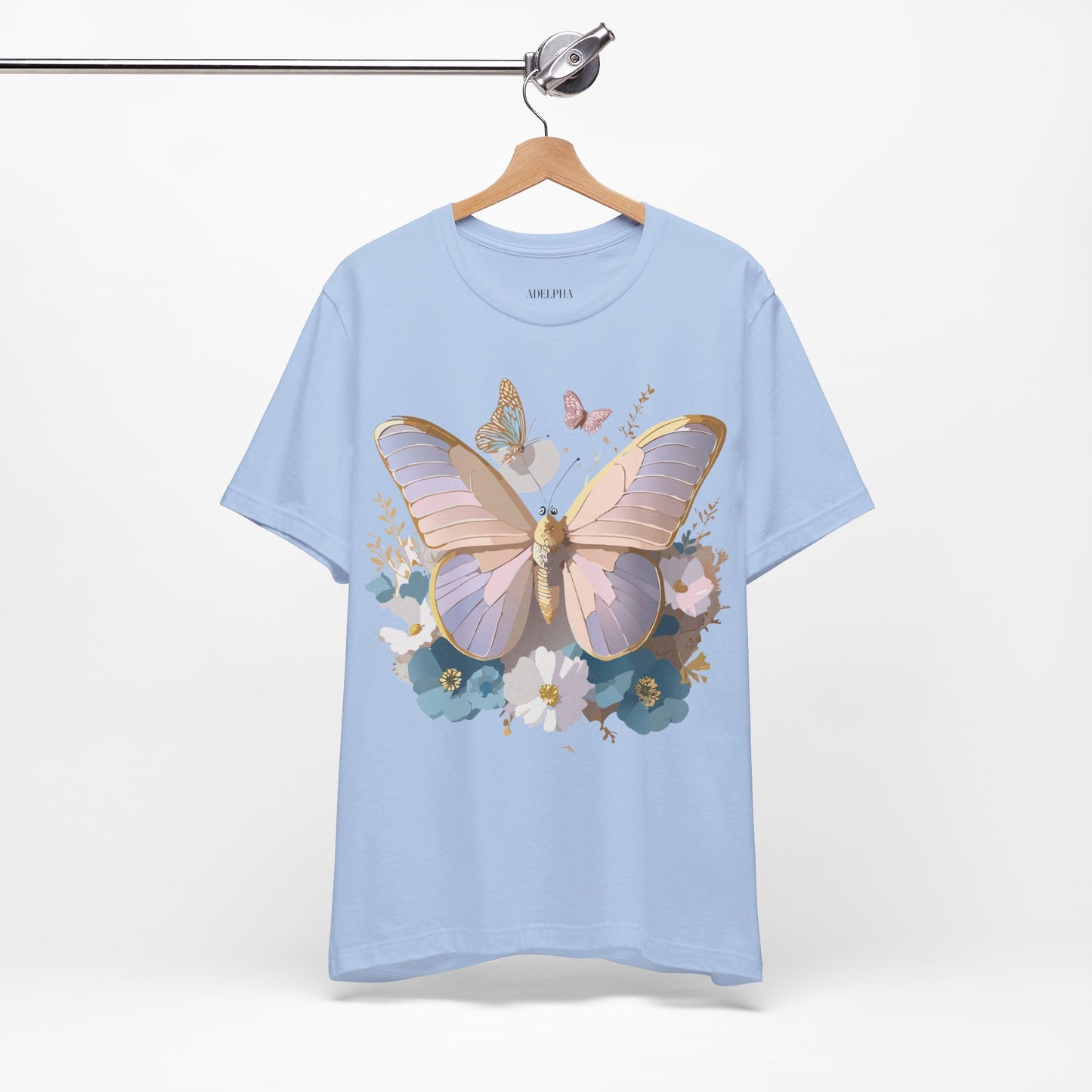 Natural Cotton Tee Shirt with Butterfly