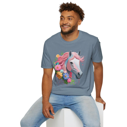 Unisex Horse Shirt Softstyle Cotton Tee With Animal Print Design