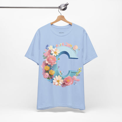 Natural Cotton Tee Shirt - Letters Collection - C Printify