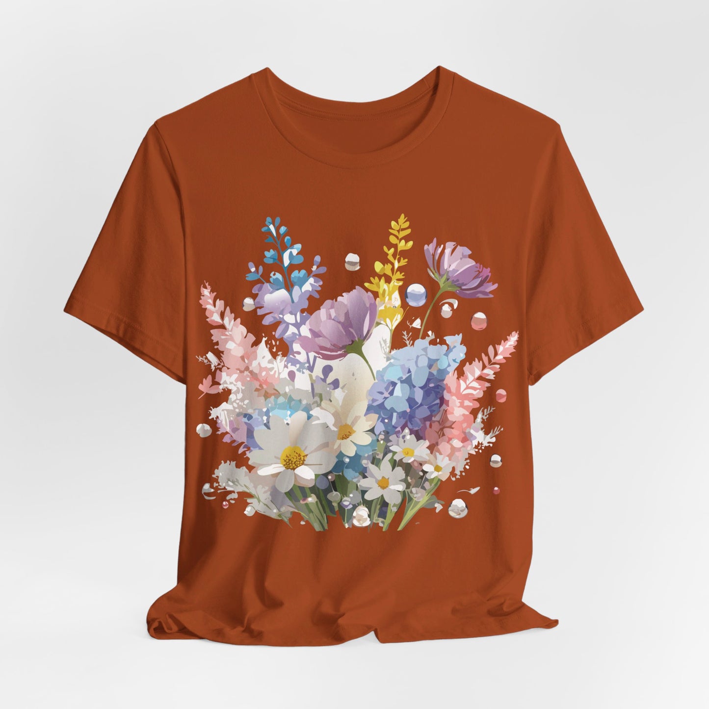 T-shirt en coton naturel avec fleurs