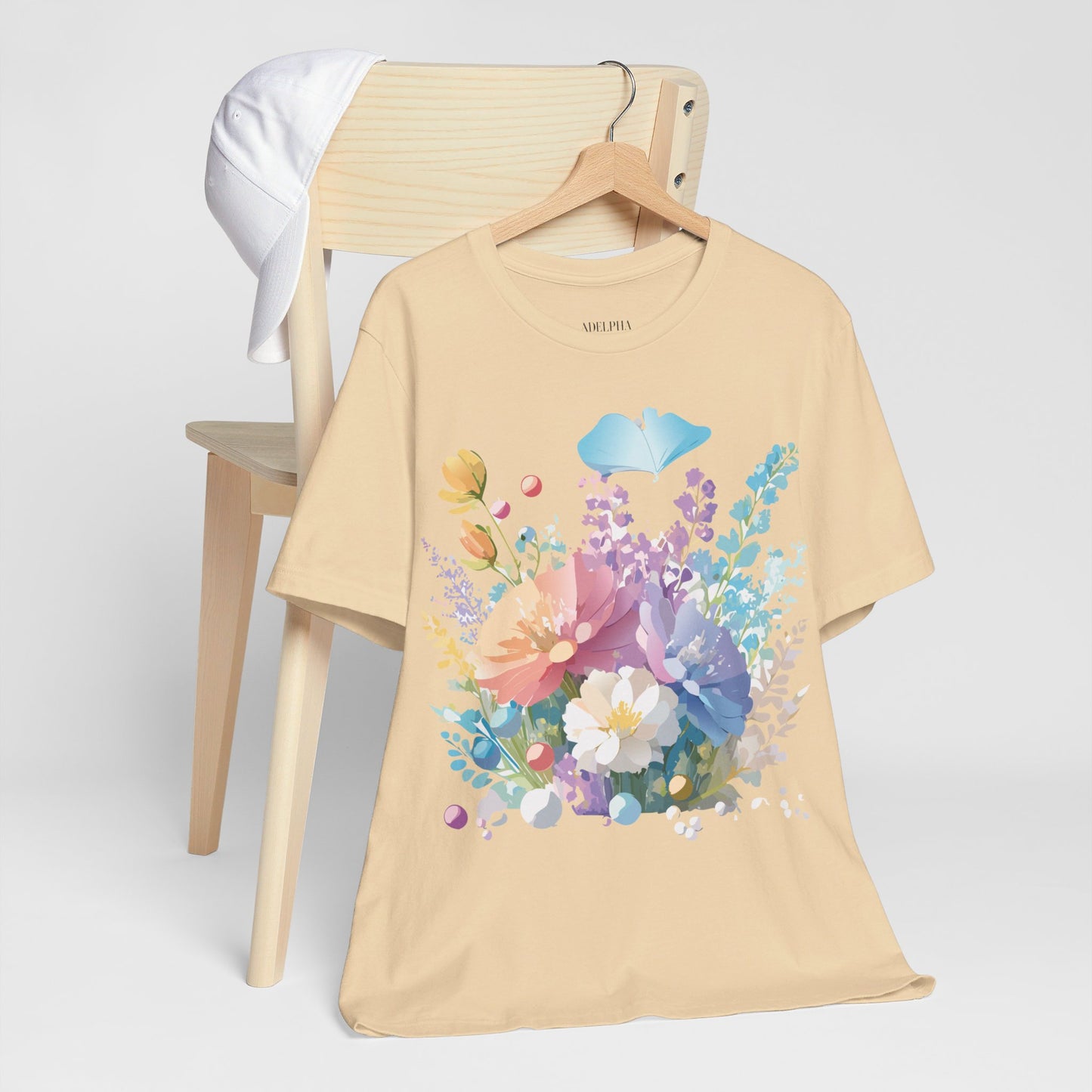 T-shirt en coton naturel avec fleurs