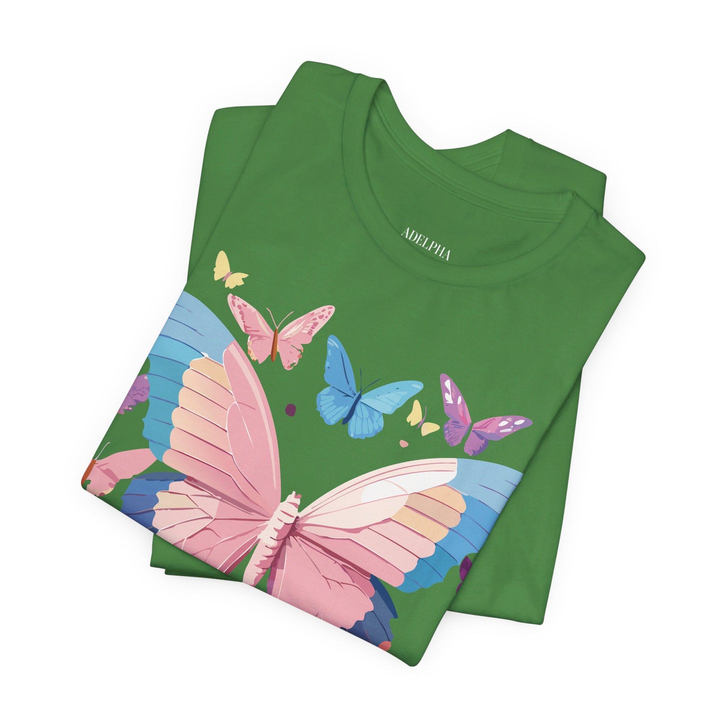 Natural Cotton Tee Shirt with Butterfly