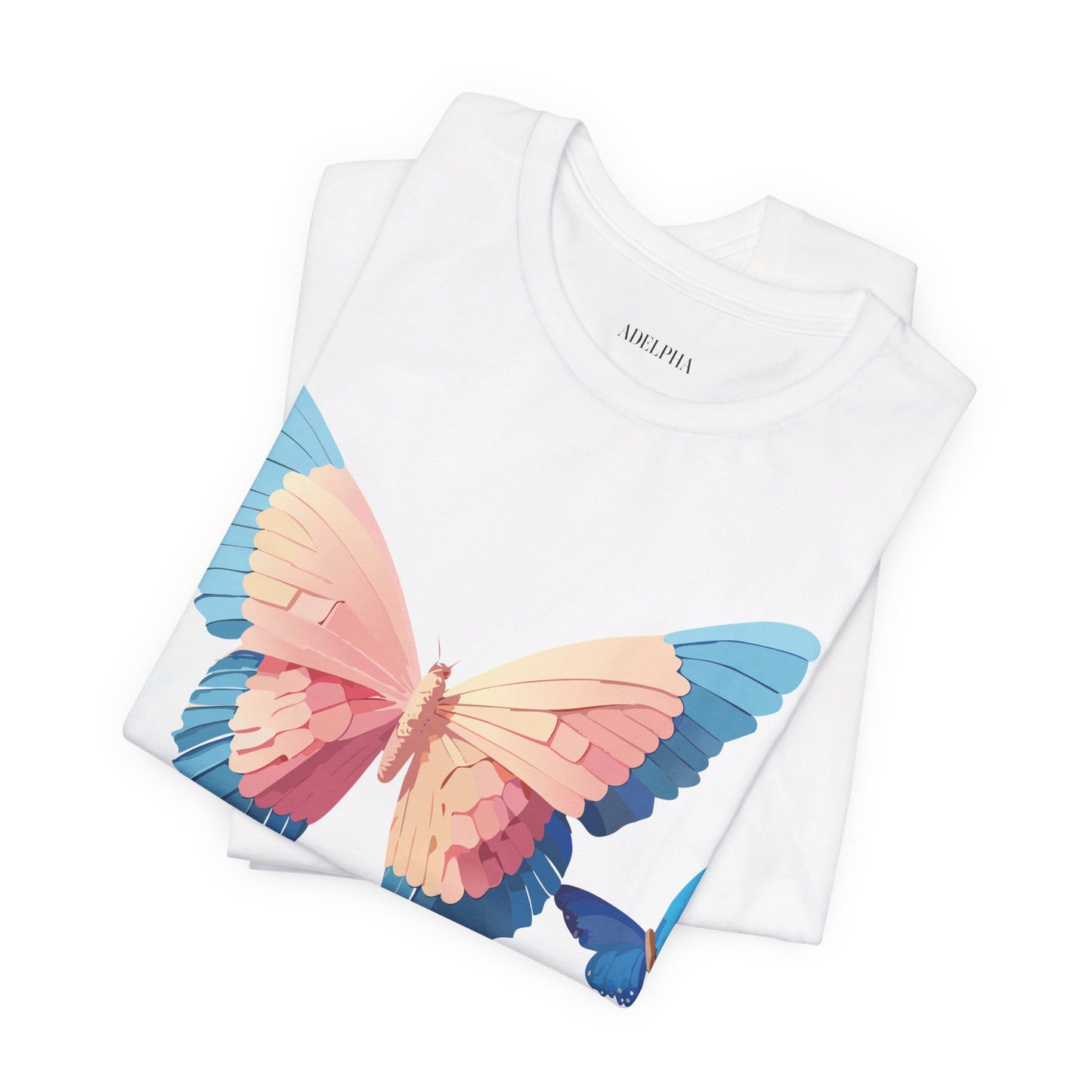 Natural Cotton Tee Shirt with Butterfly