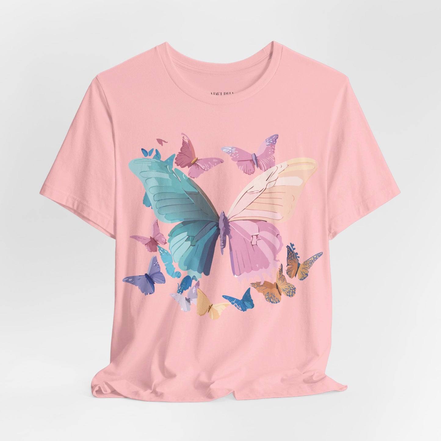 Natural Cotton Tee Shirt with Butterfly