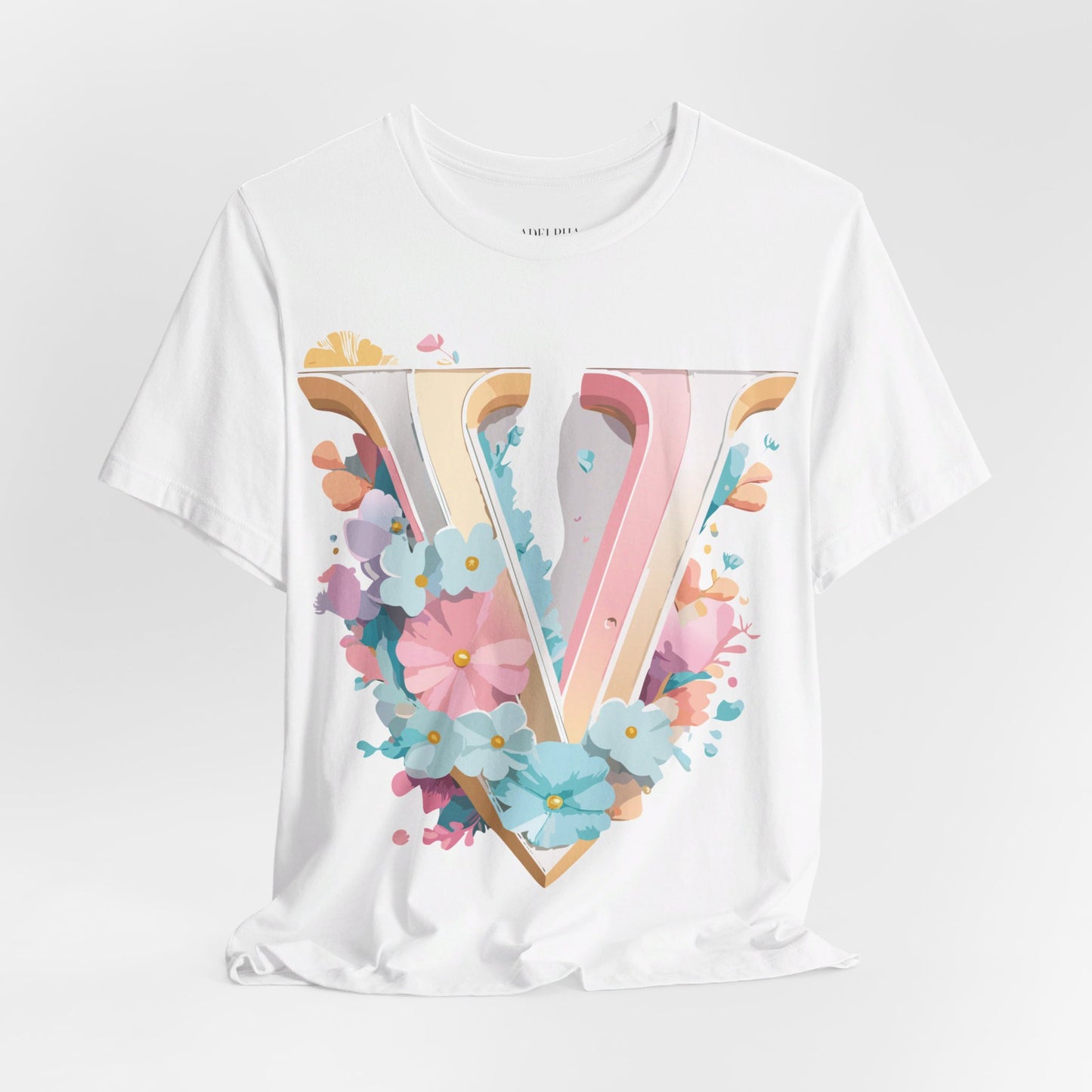 T-Shirt aus natürlicher Baumwolle – Letters Collection – V