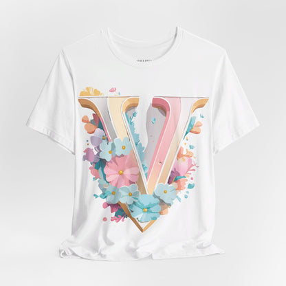 Natural Cotton Tee Shirt - Letters Collection - V Printify