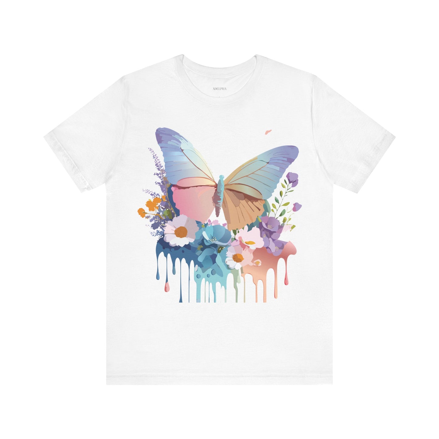 Natural Cotton Tee Shirt with Butterfly