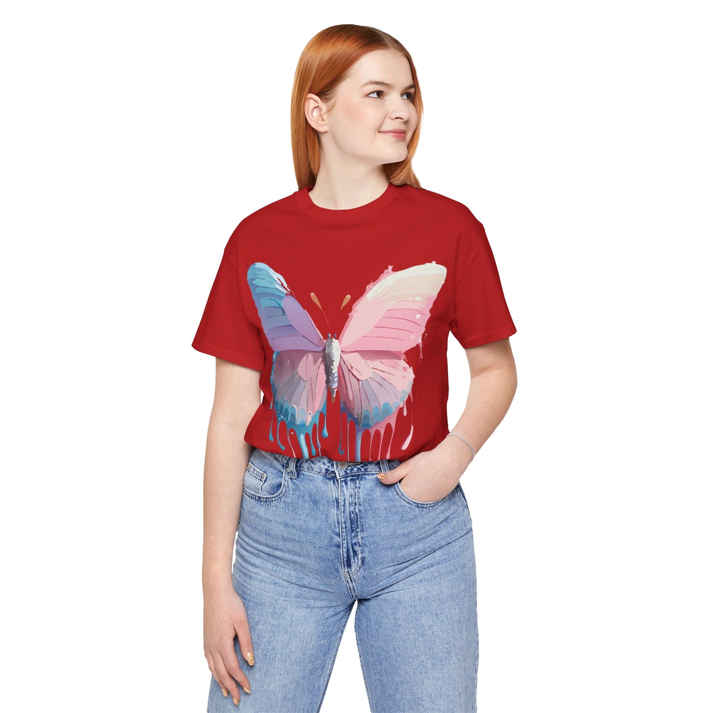 Natural Cotton Tee Shirt with Butterfly