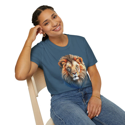 Gildan Softstyle Lion Print T Shirt Floral Tee For Unisex Everyday Comfort