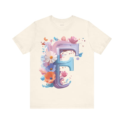 Natural Cotton Tee Shirt - Letters Collection - F Printify