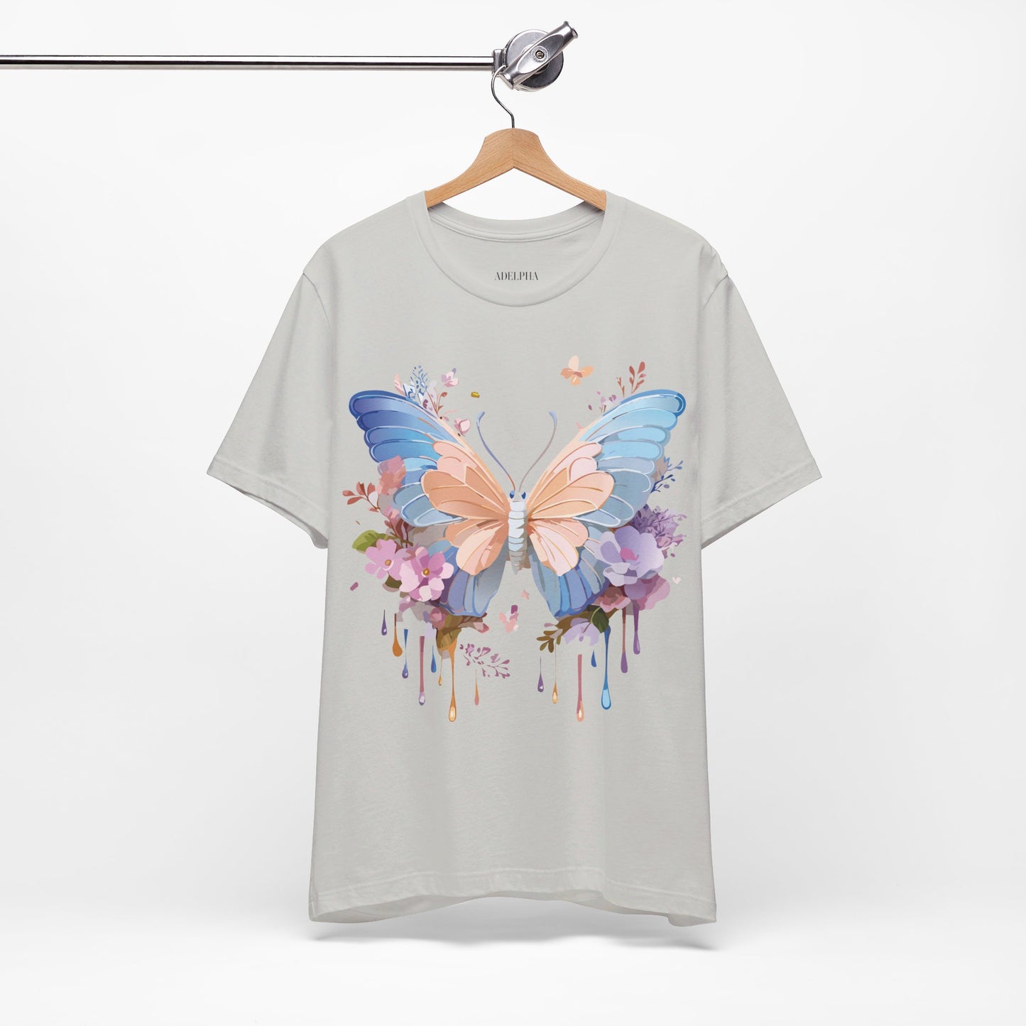 Natural Cotton Tee Shirt with Butterfly