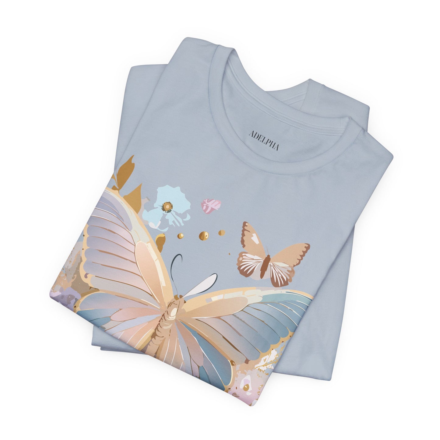 Natural Cotton Tee Shirt with Butterfly