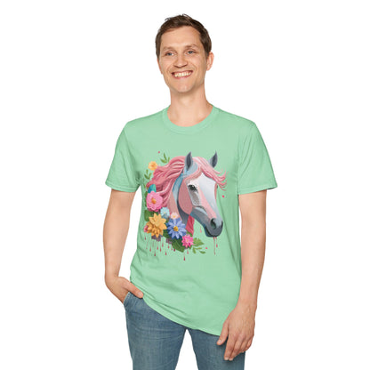 Unisex Horse Shirt Softstyle Cotton Tee With Animal Print Design
