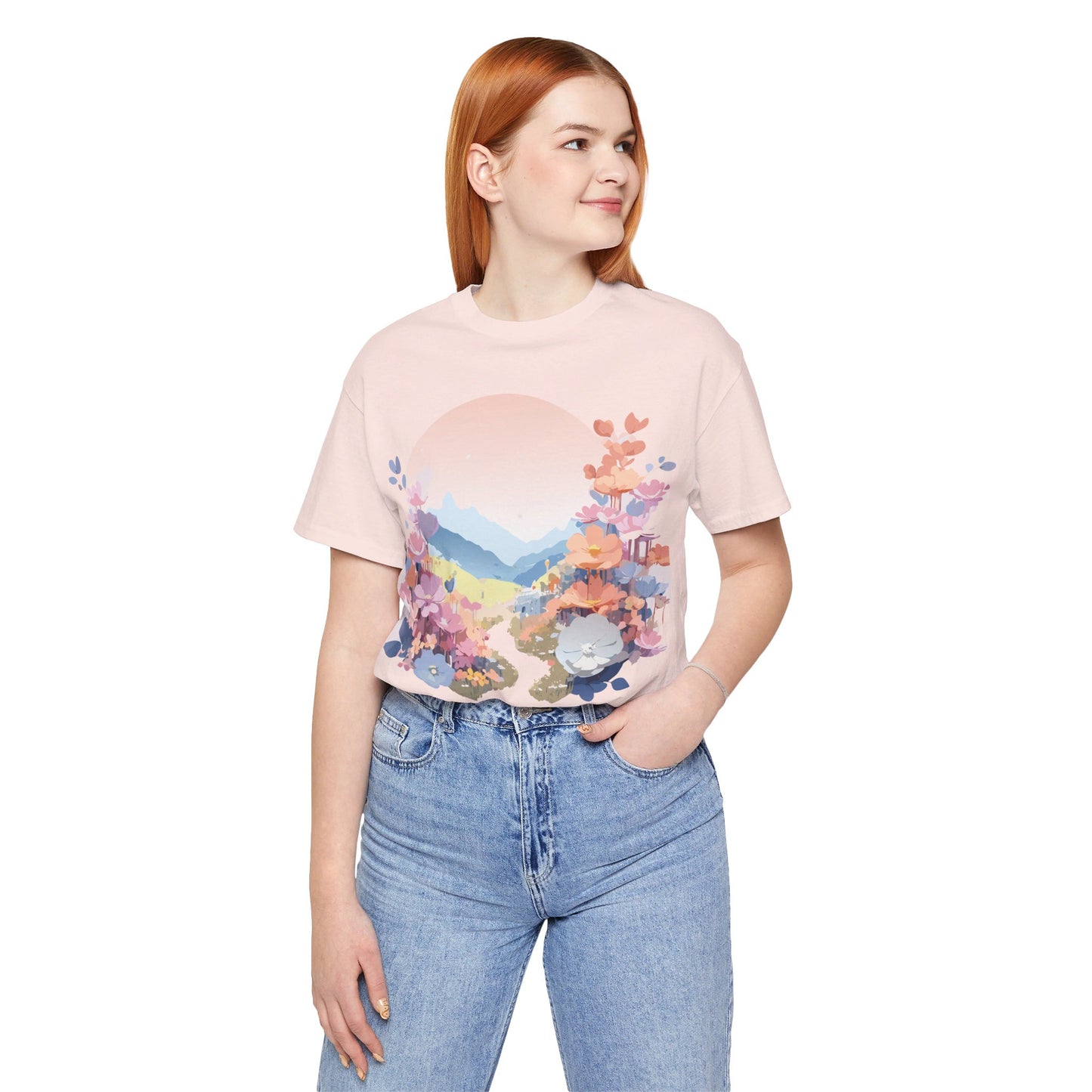 T-Shirt aus natürlicher Baumwolle mit Blumen