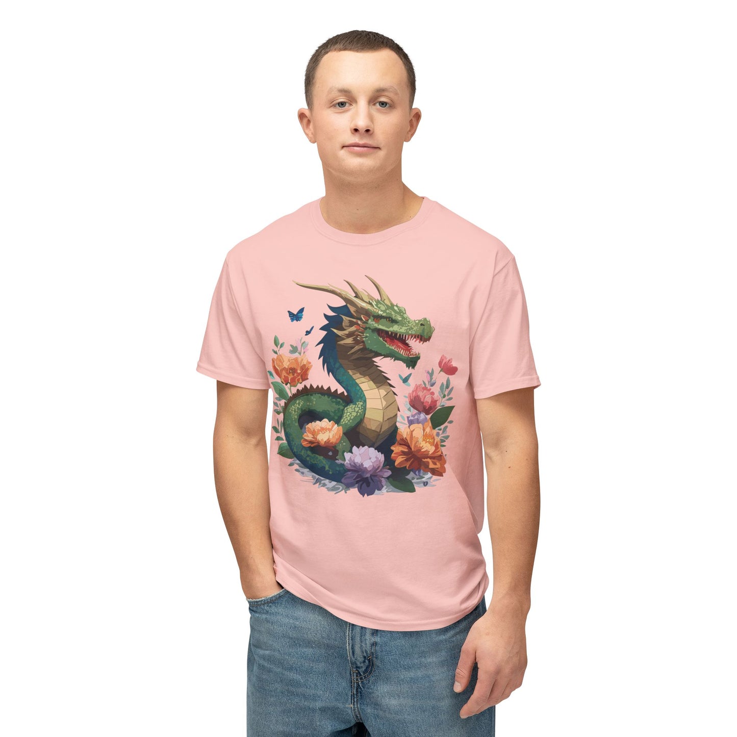 Dragon T-Shirt, Vintage Dragon Tee, Floral Tees, Dragon Art Design Shirt, Tee Shirt with Dragon 6