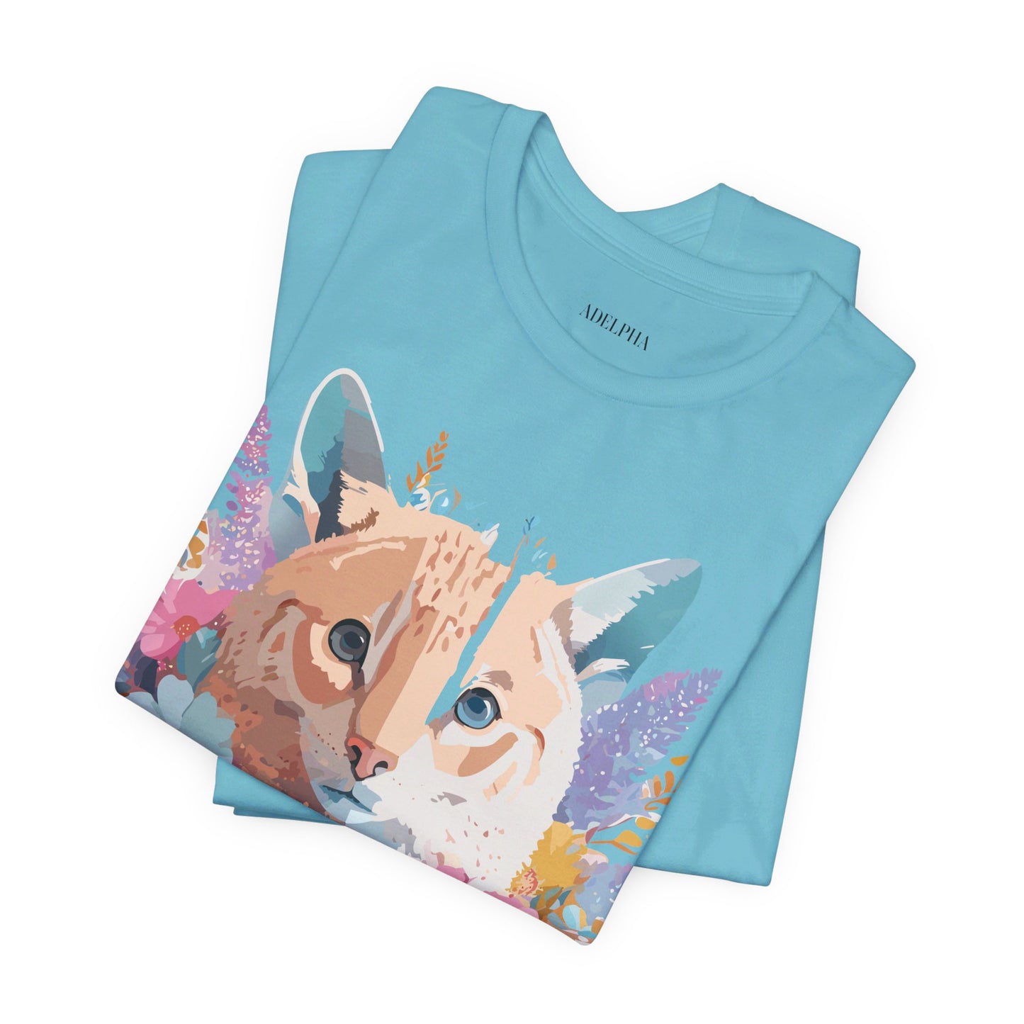 Natural Cotton Tee Shirt with Cat