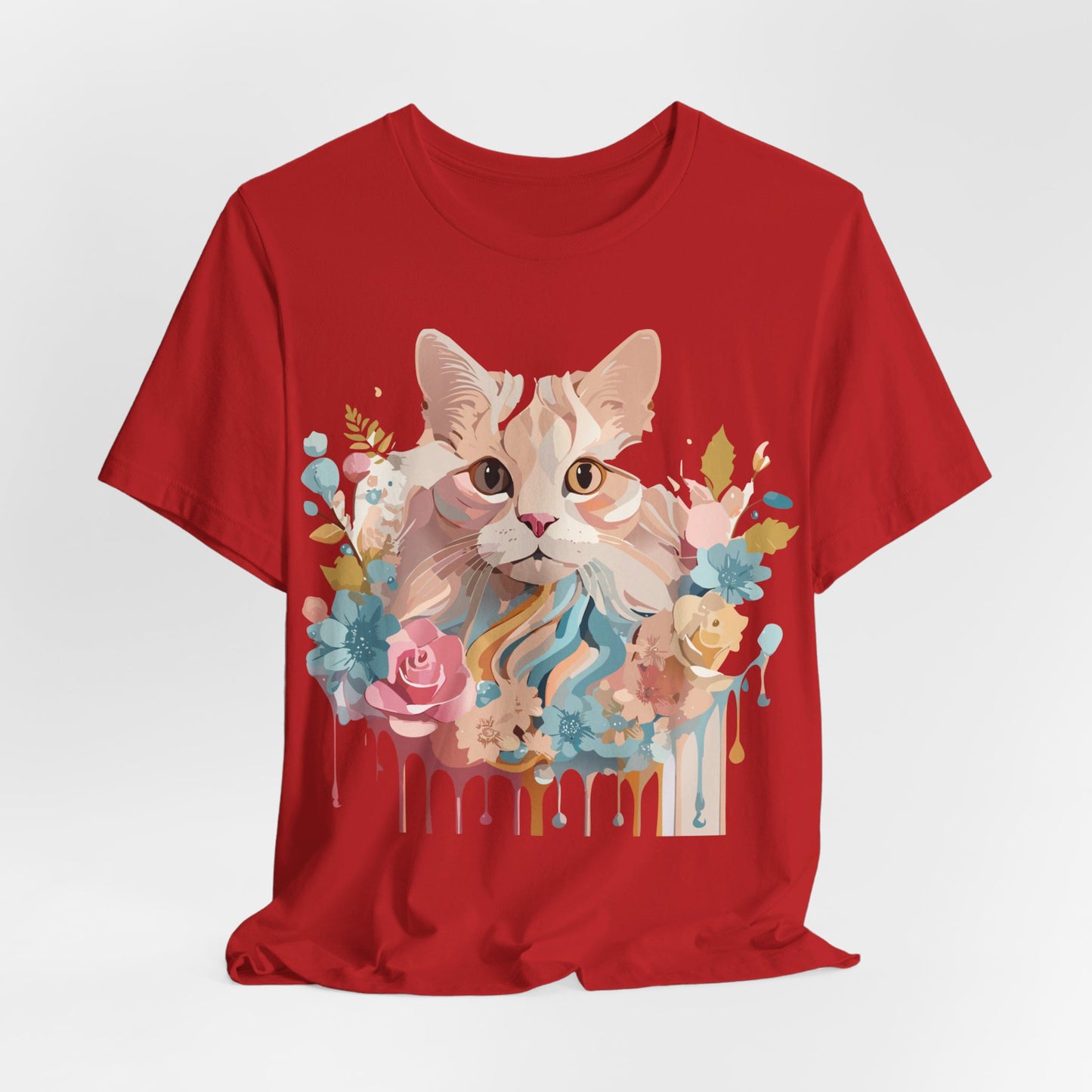 Natural Cotton Tee Shirt with Cat