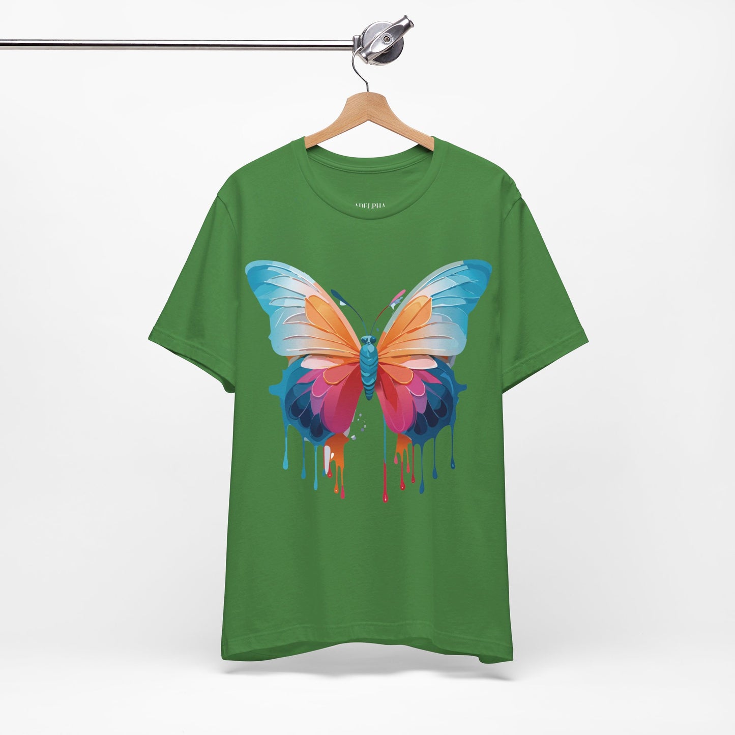 Natural Cotton Tee Shirt with Butterfly