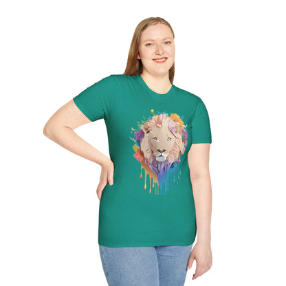 Unisex Lion Shirt Floral Lion Tee Softstyle Gildan 64000 100 Percent Cotton