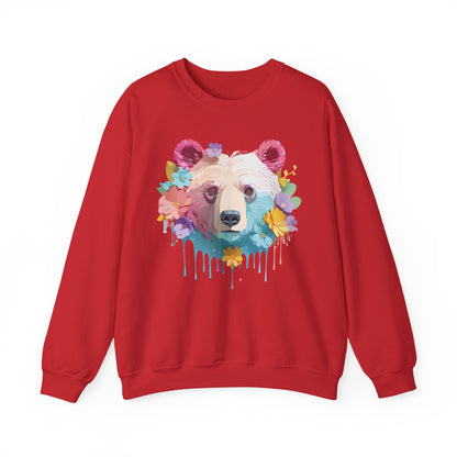 Unisex Floral Bear Sweatshirt Gildan 18000 Art Design Animals