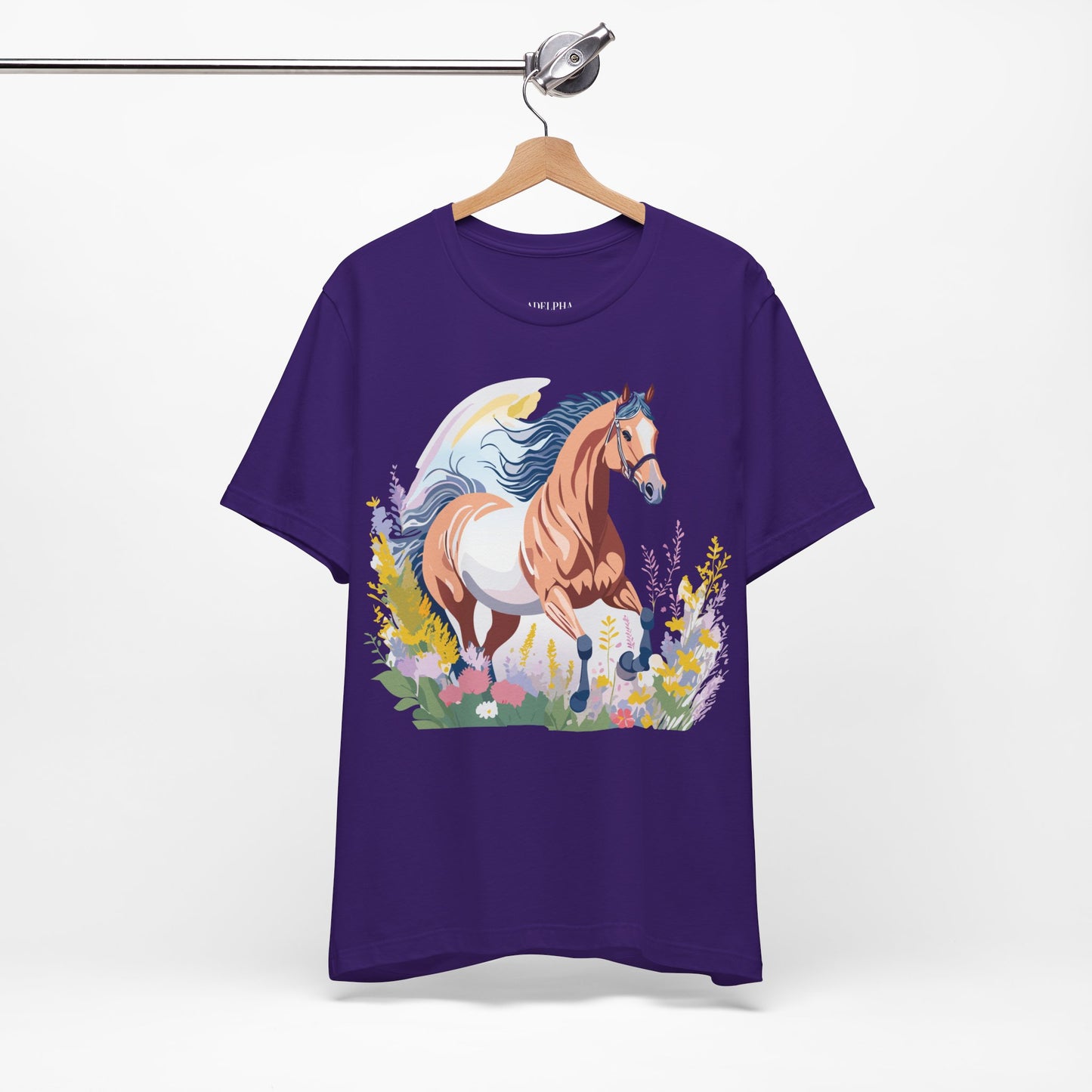 Natural Cotton Tee Shirt with Horse