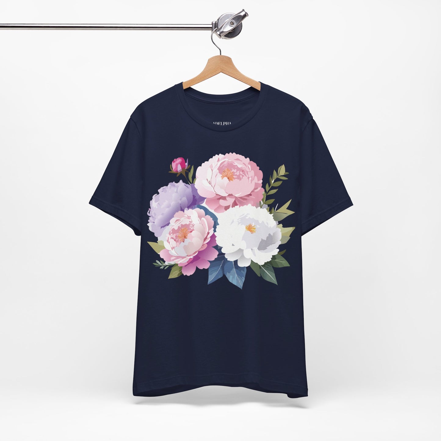 Natural Cotton Tee Shirt with Flowers