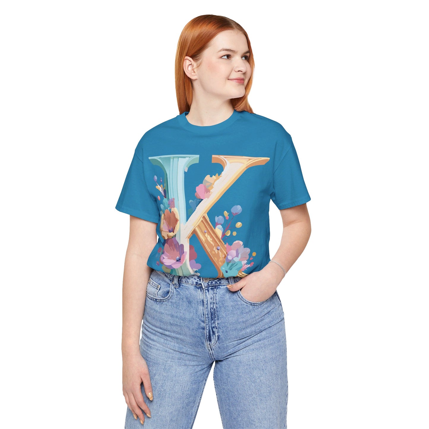 Natural Cotton Tee Shirt - Letters Collection - K