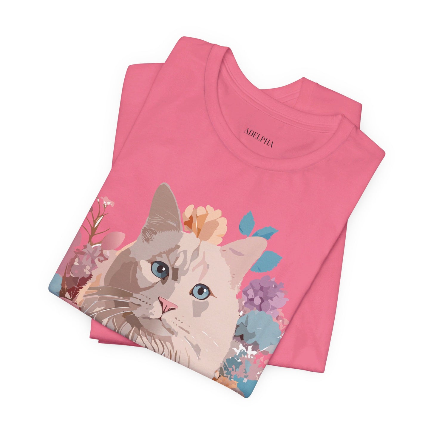 Natural Cotton Tee Shirt with Cat