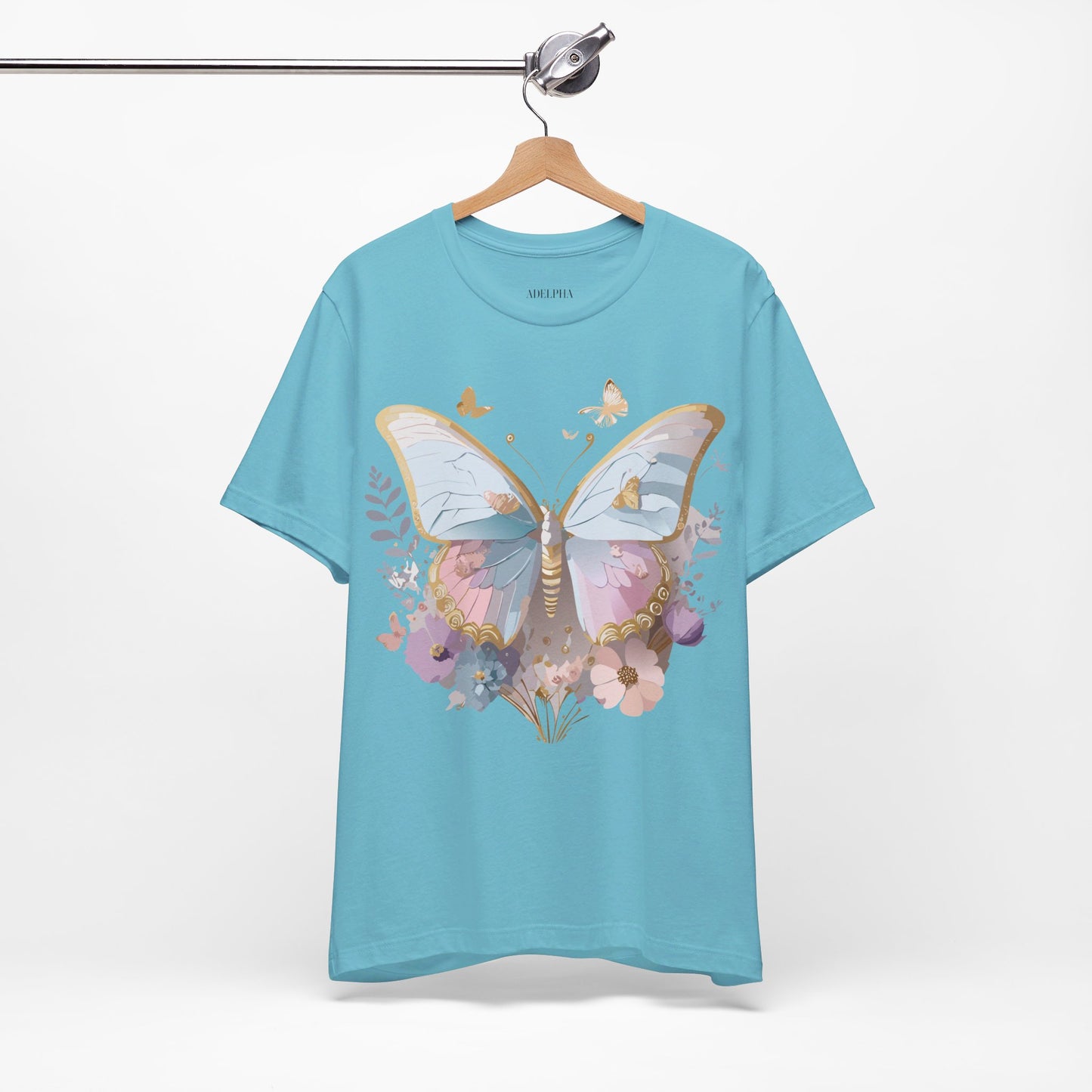 Natural Cotton Tee Shirt with Butterfly