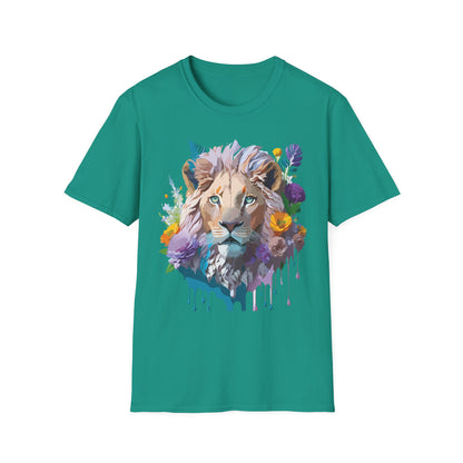 Unisex Lion Shirt Floral Lion Tee Animal Print Tee Gildan 64000