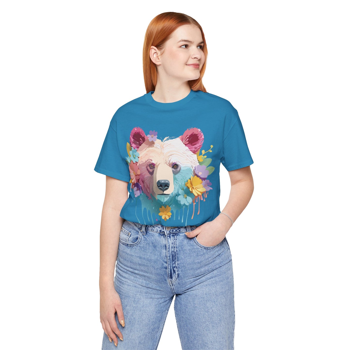 Natural Cotton Tee Shirt with Bear