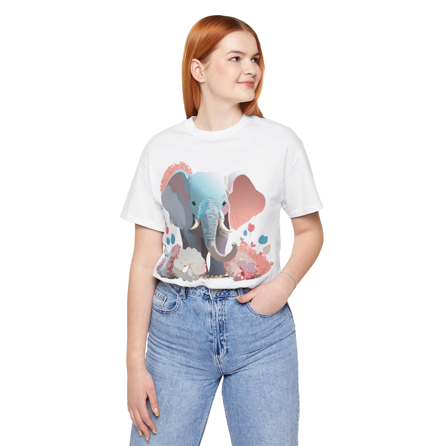 T-shirt en coton naturel avec motif éléphant