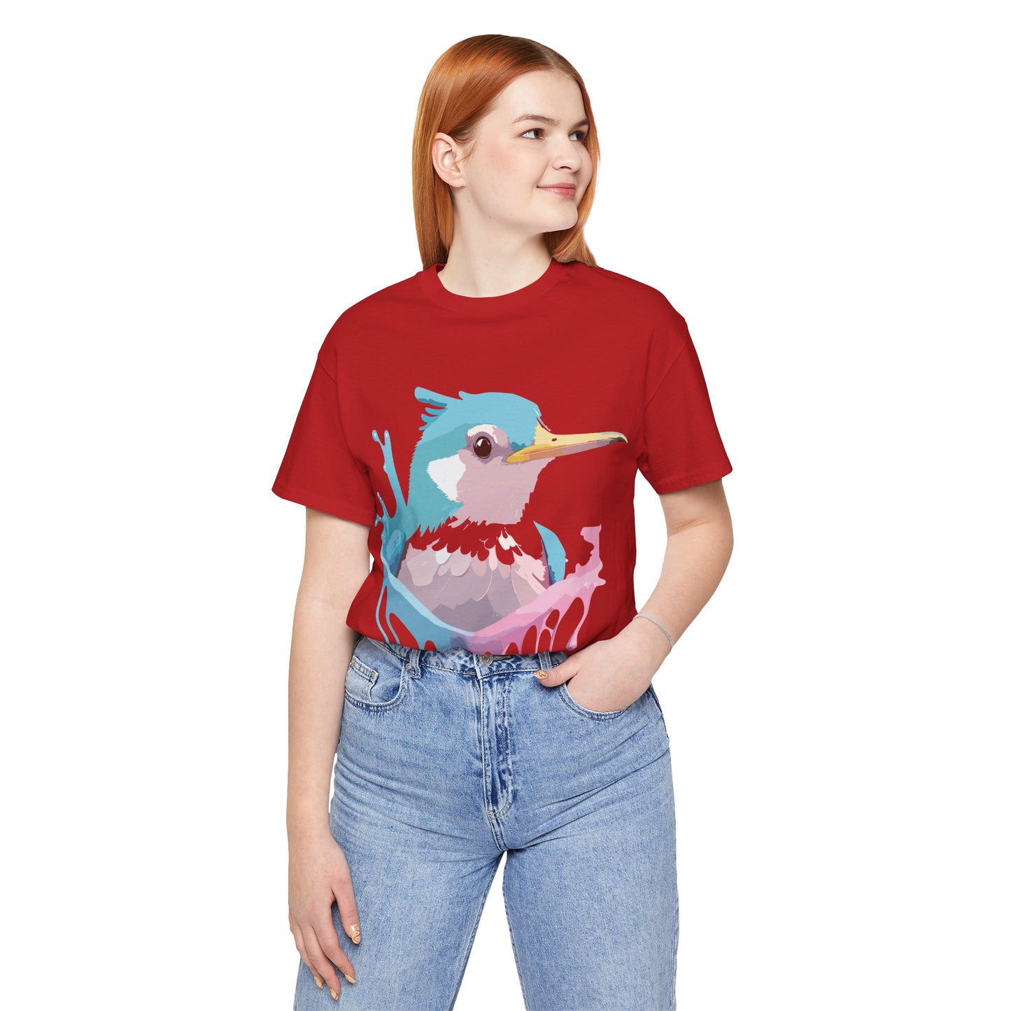 Natural Cotton Tee Shirt with Bird