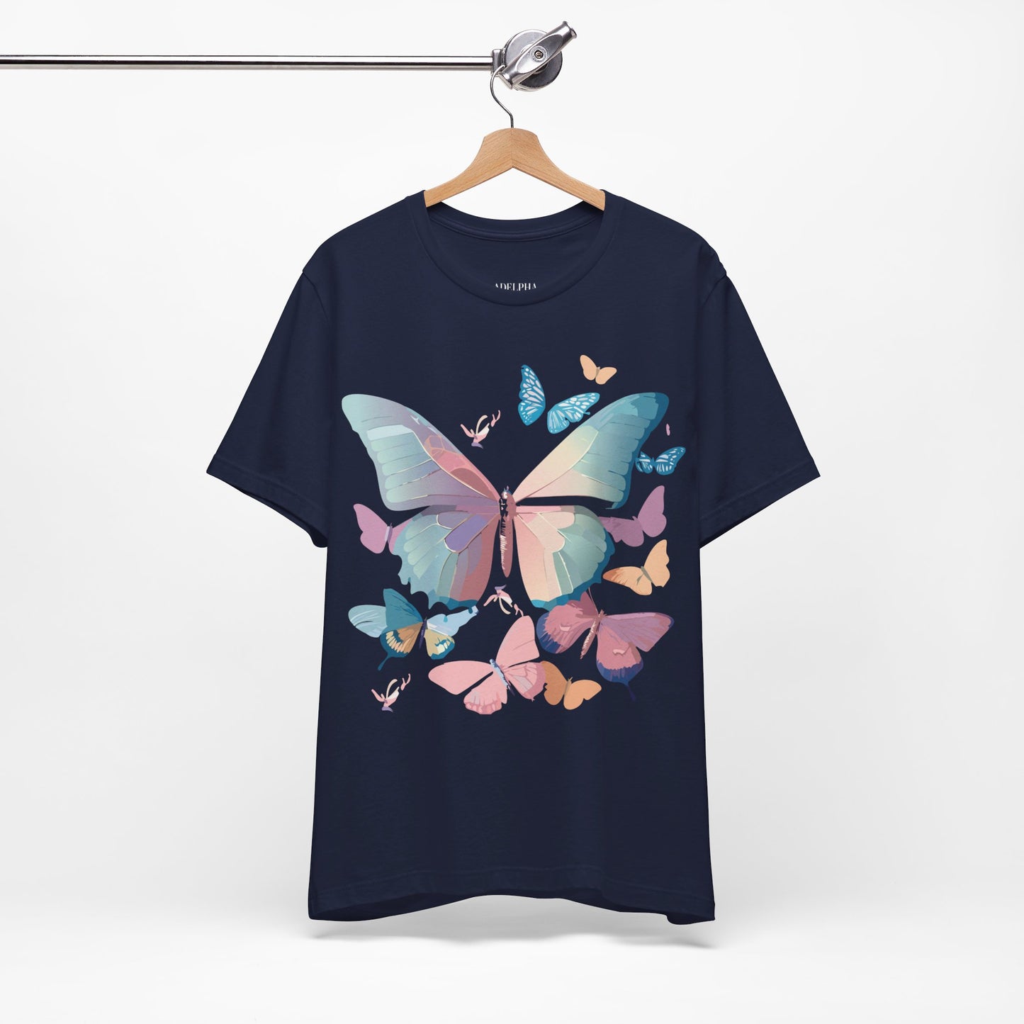 Natural Cotton Tee Shirt with Butterfly