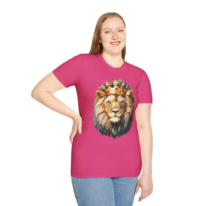 Unisex Lion Print T Shirt Softstyle 64000 One Hundred Percent Ring Spun Cotton